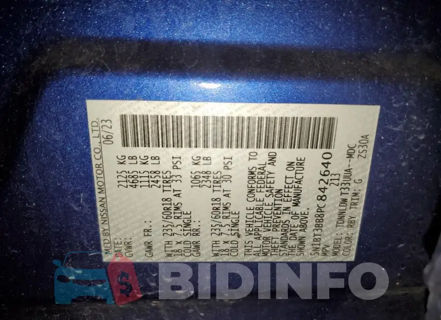 5N1BT3BB8PC842640 Photo# 13