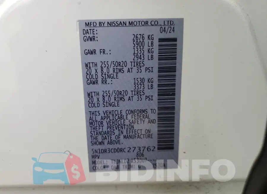 5N1DR3CD0RC273762 Photo# 14