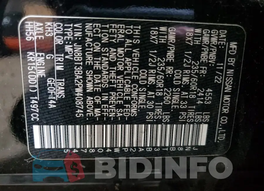 JN8BT3BA2PW408745 Photo# 14