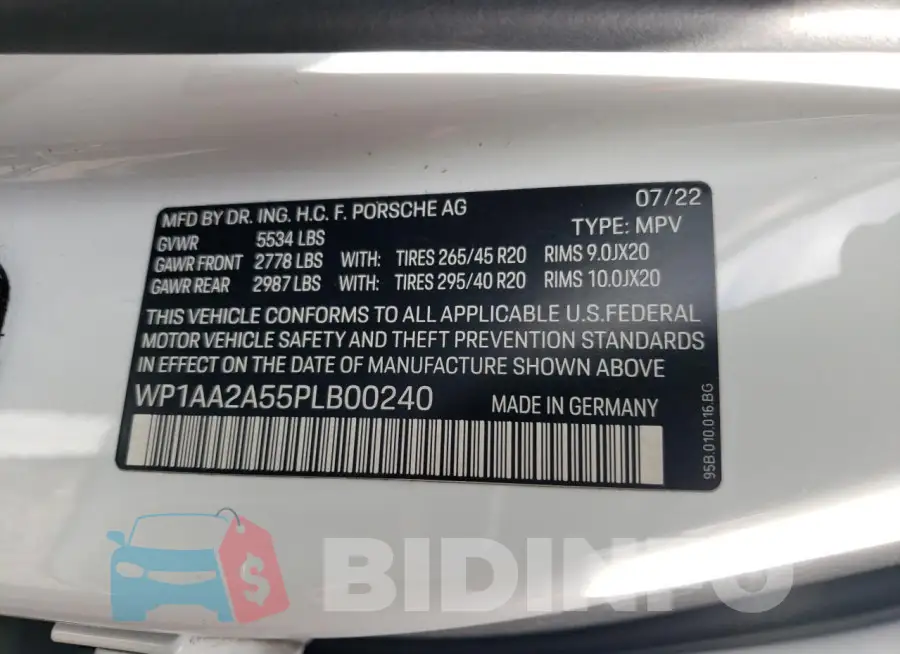WP1AA2A55PLB00240 Photo# 14