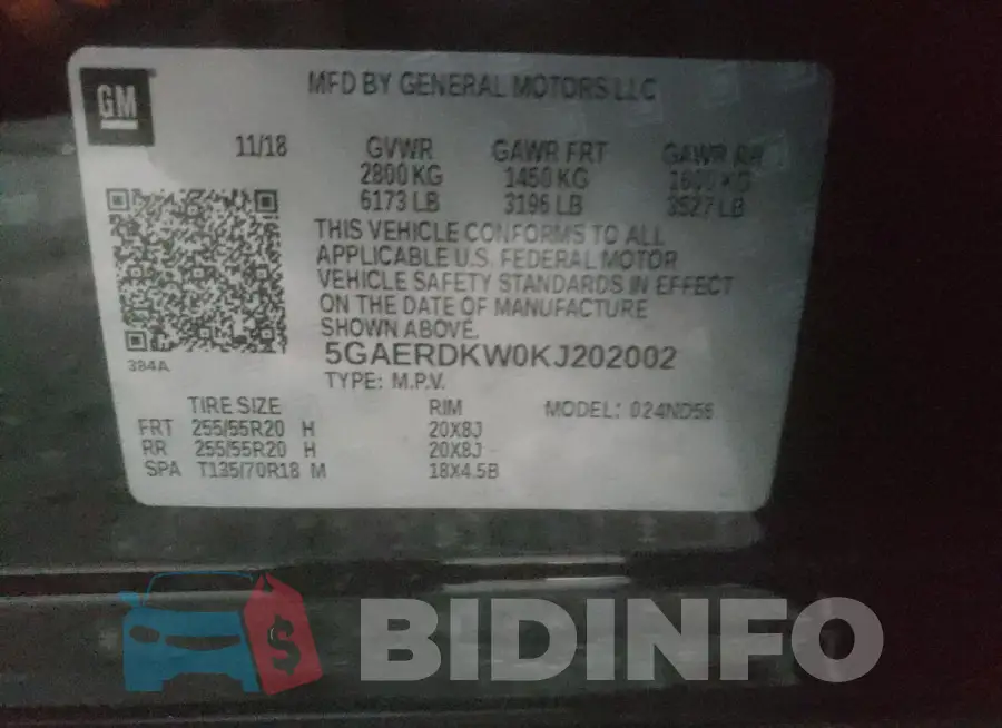 5GAERDKW0KJ202002 Photo# 13