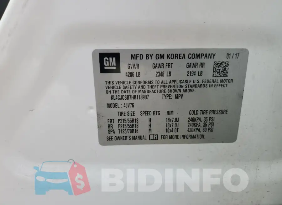 KL4CJCSB7HB118907 Photo# 13