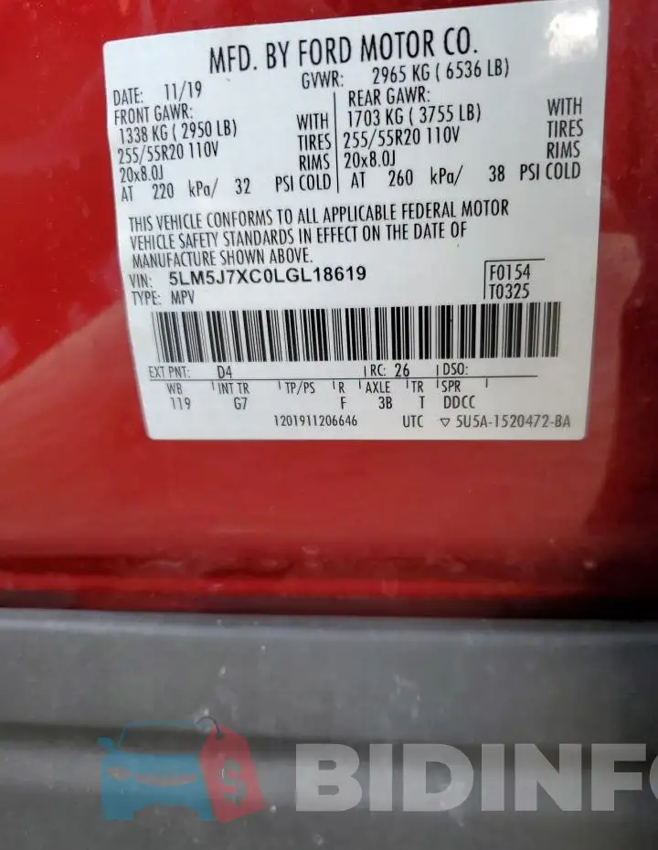 5LM5J7XC0LGL18619 Photo# 13