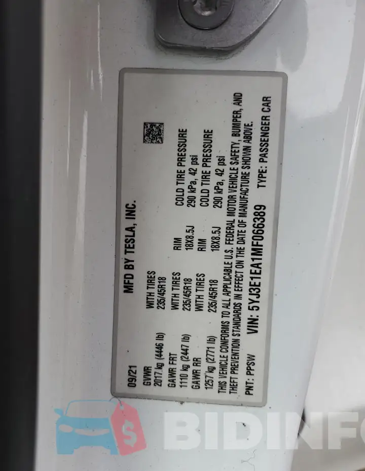 5YJ3E1EA1MF066389 Photo# 12