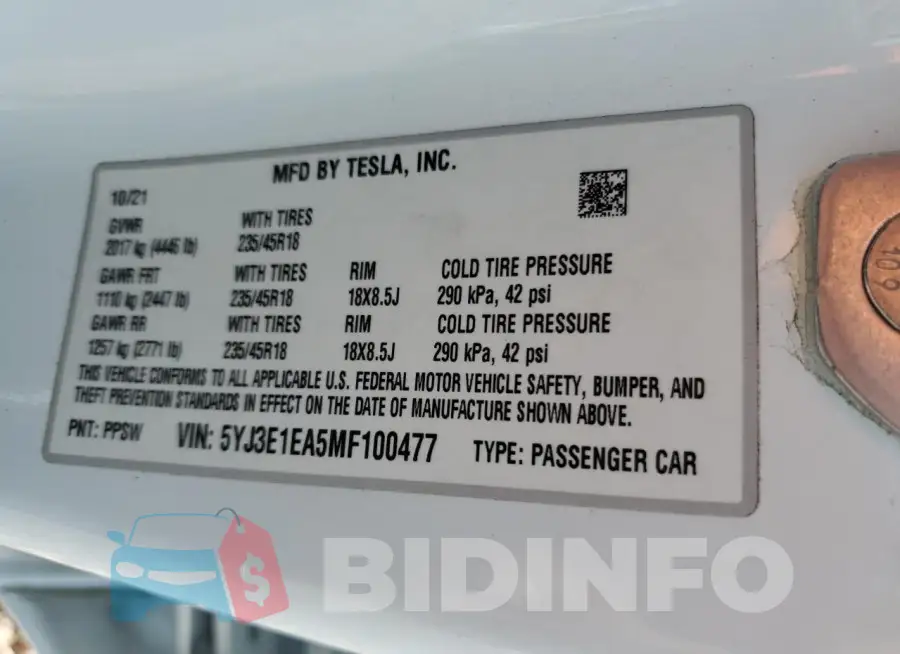 5YJ3E1EA5MF100477 Photo# 12