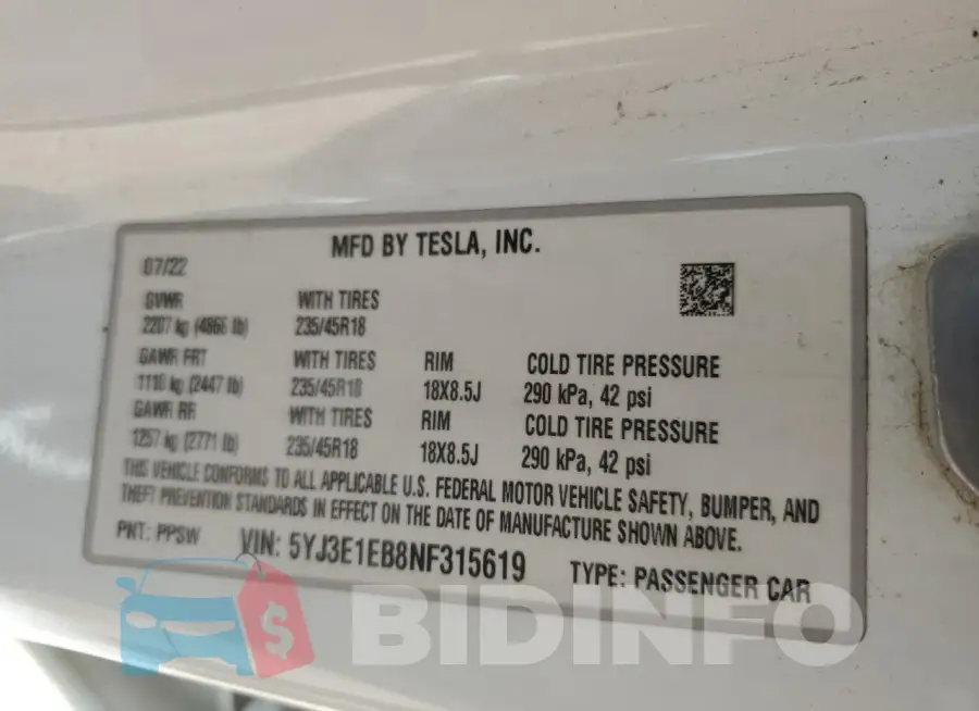 5YJ3E1EB8NF315619 Photo# 12