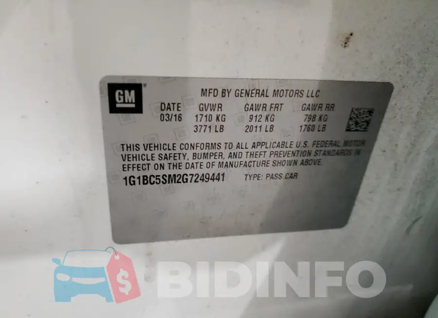 1G1BC5SM2G7249441 Photo# 12
