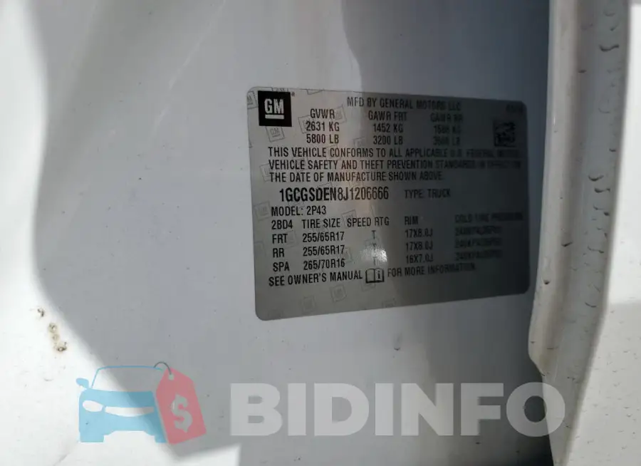 1GCGSDEN8J1206666 Photo# 12