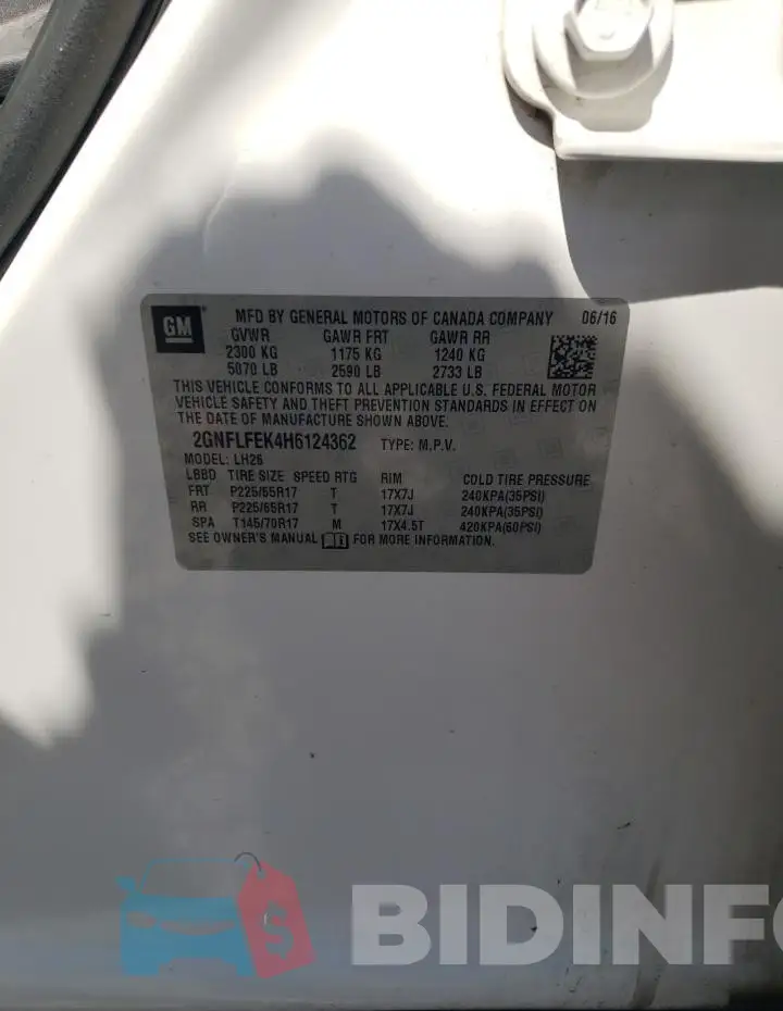 2GNFLFEK4H6124362 Photo# 13