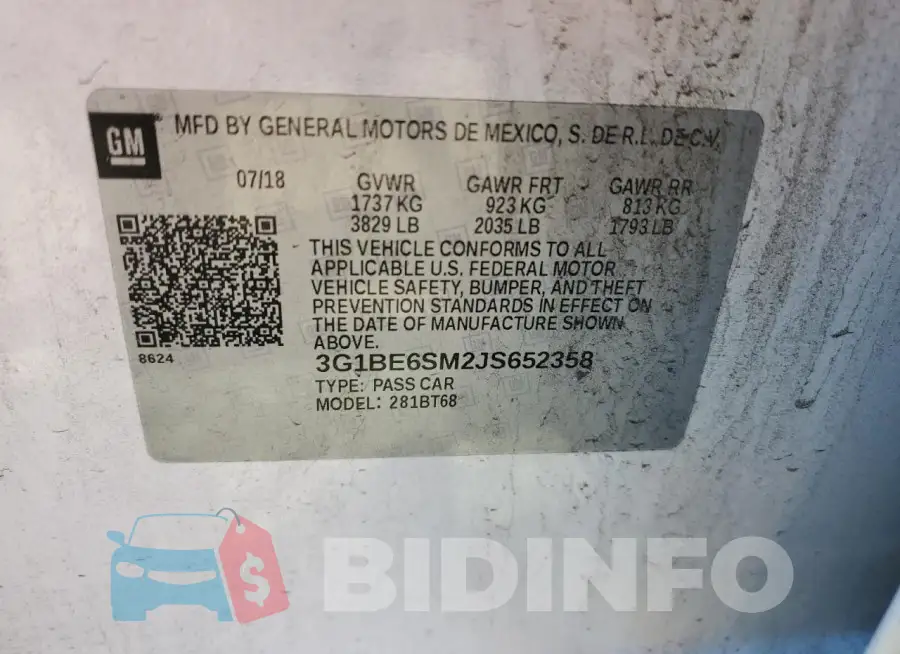 3G1BE6SM2JS652358 Photo# 12