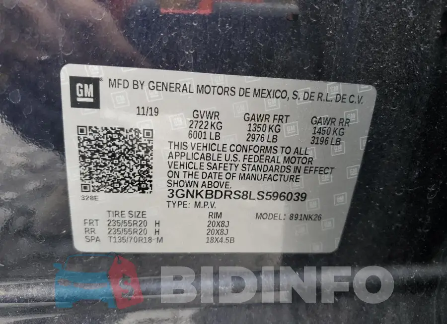 3GNKBDRS8LS596039 Photo# 13