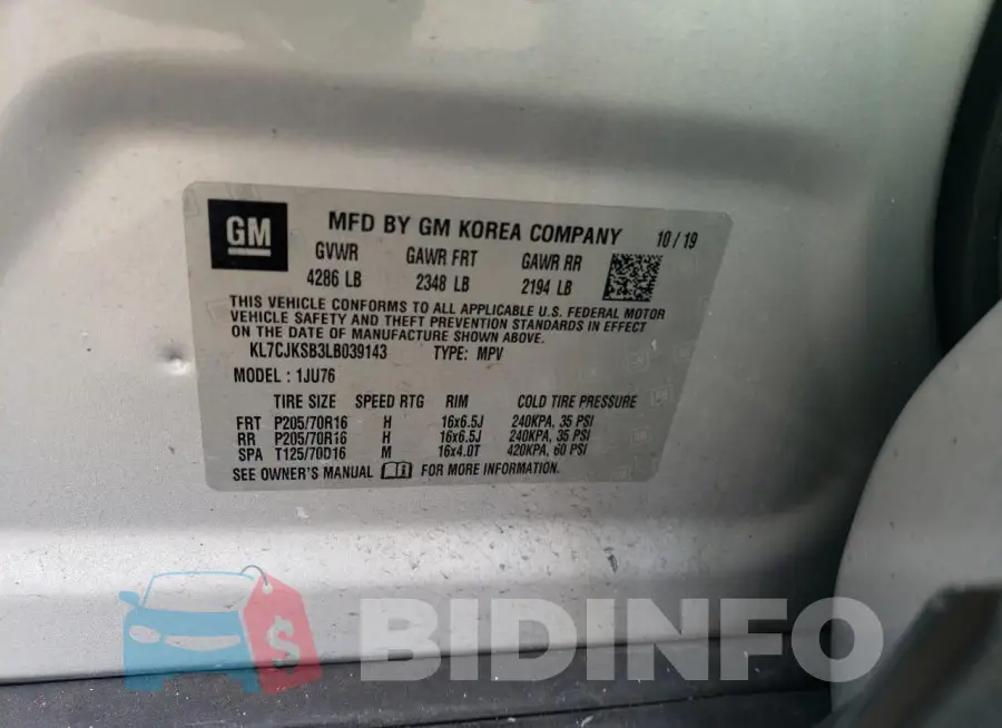 KL7CJKSB3LB039143 Photo# 13