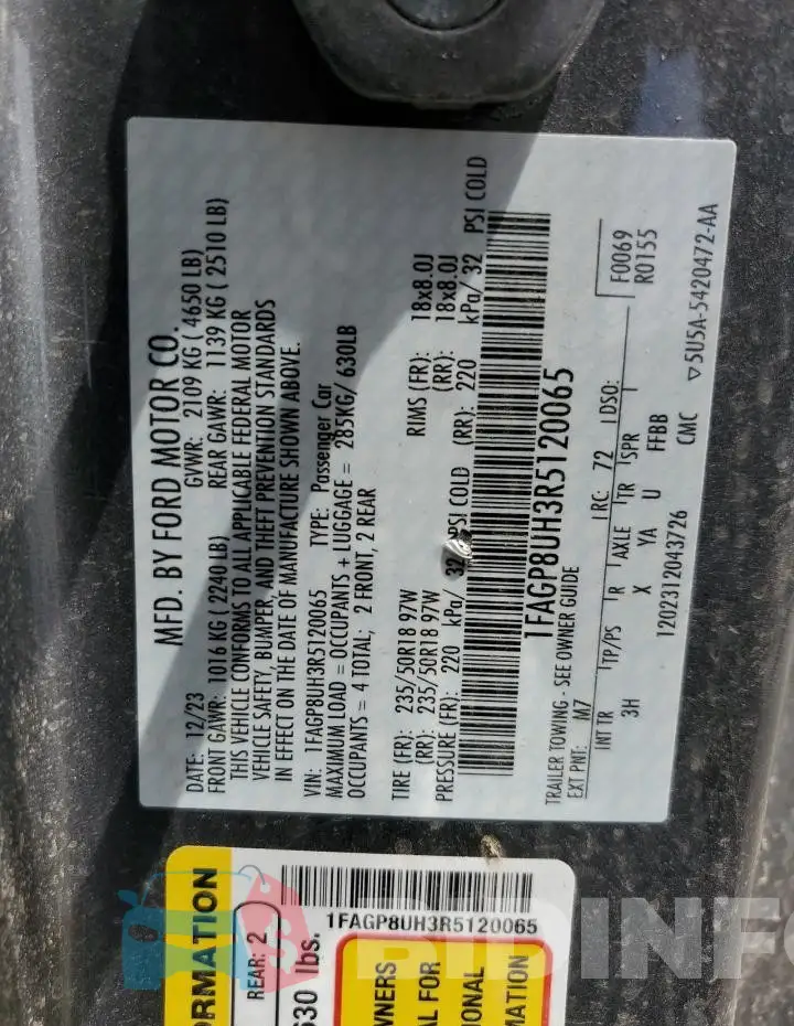 1FAGP8UH3R5120065 Photo# 12