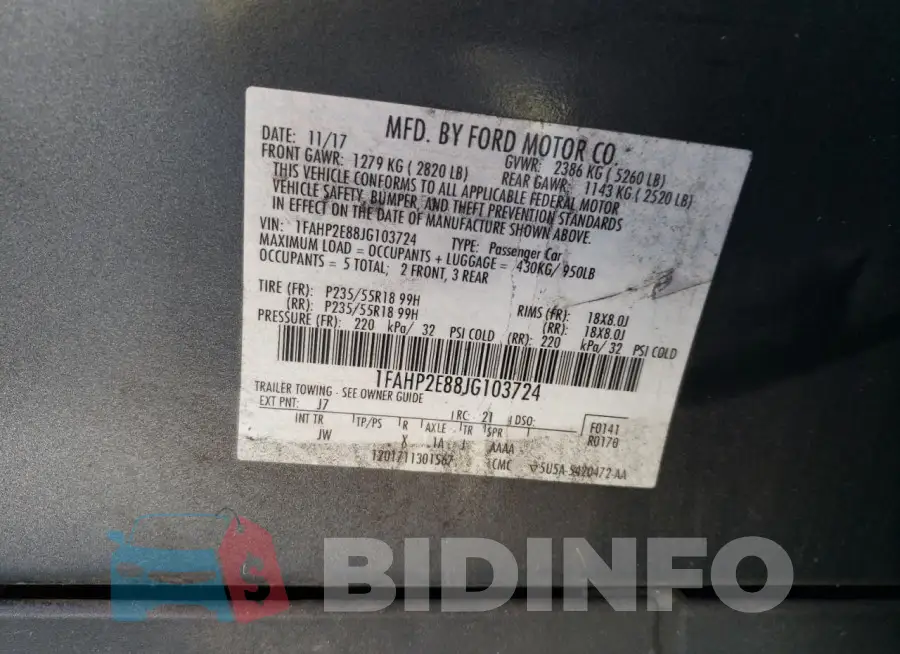 1FAHP2E88JG103724 Photo# 12