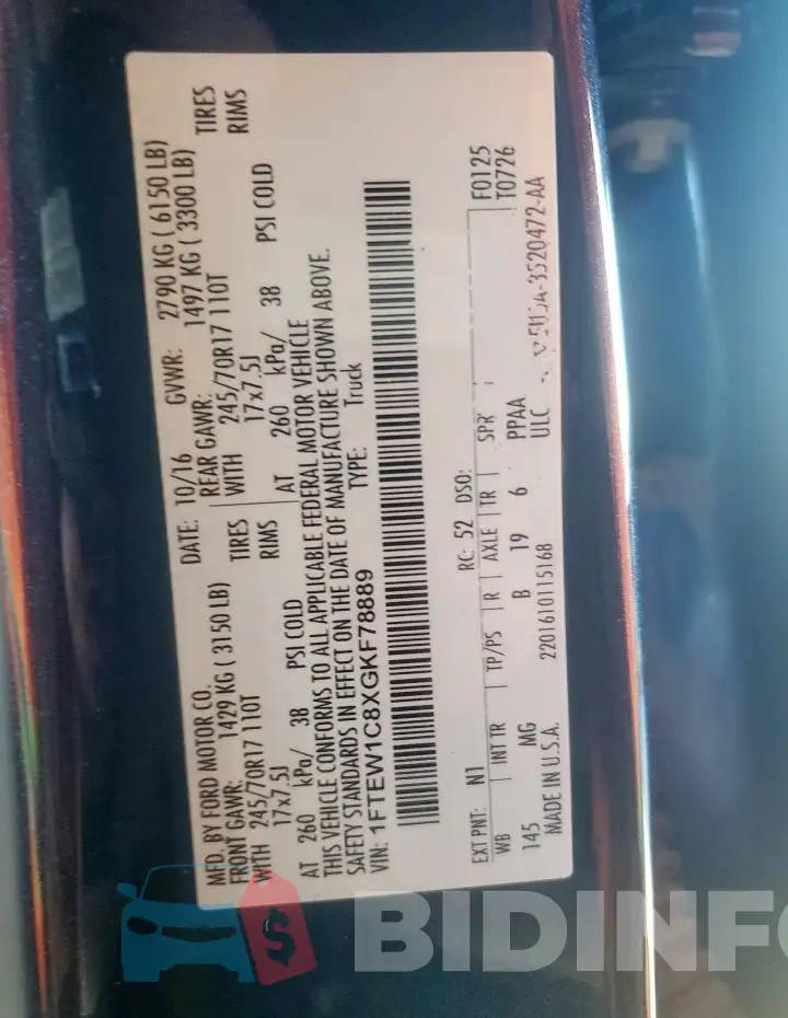 1FTEW1C8XGKF78889 Photo# 12
