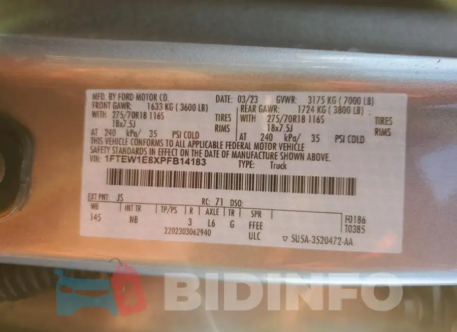1FTEW1E8XPFB14183 Photo# 12