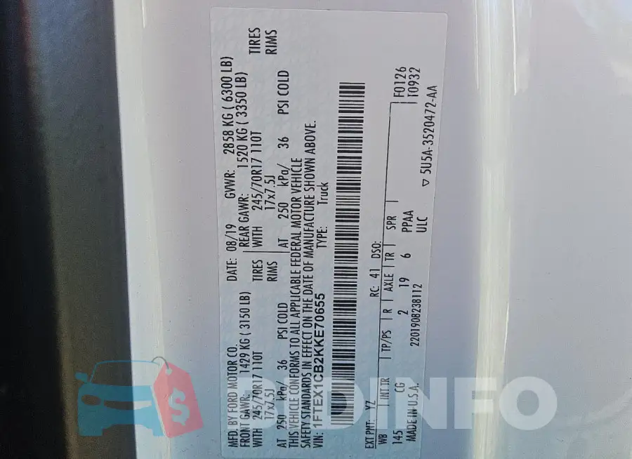 1FTEX1CB2KKE70655 Photo# 12