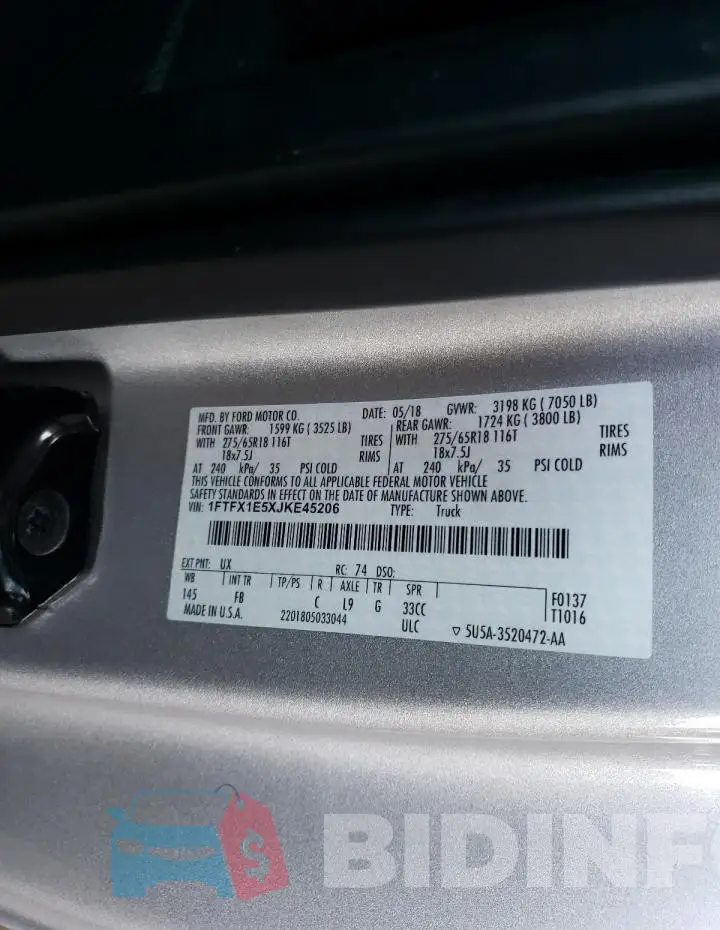 1FTFX1E5XJKE45206 Photo# 13