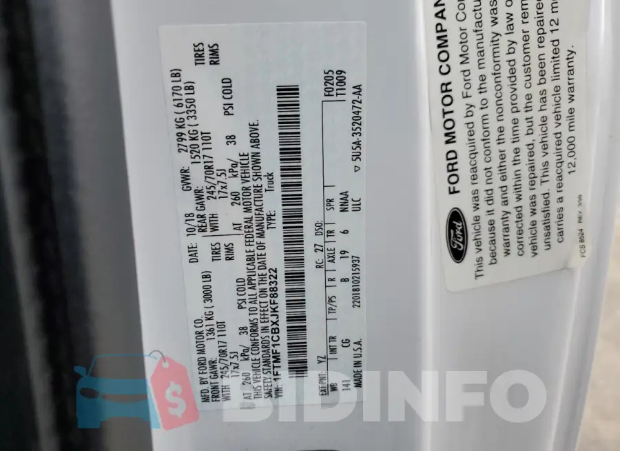 1FTMF1CBXJKF88322 Photo# 12