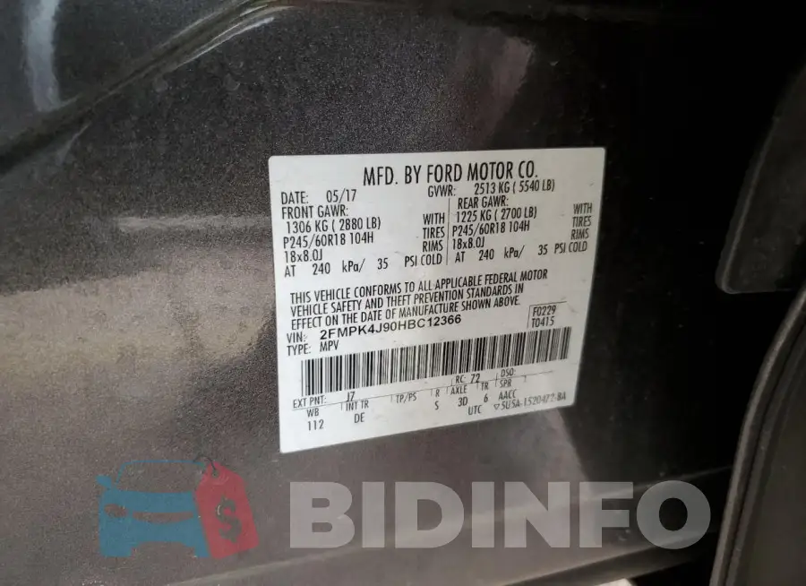 2FMPK4J90HBC12366 Photo# 13