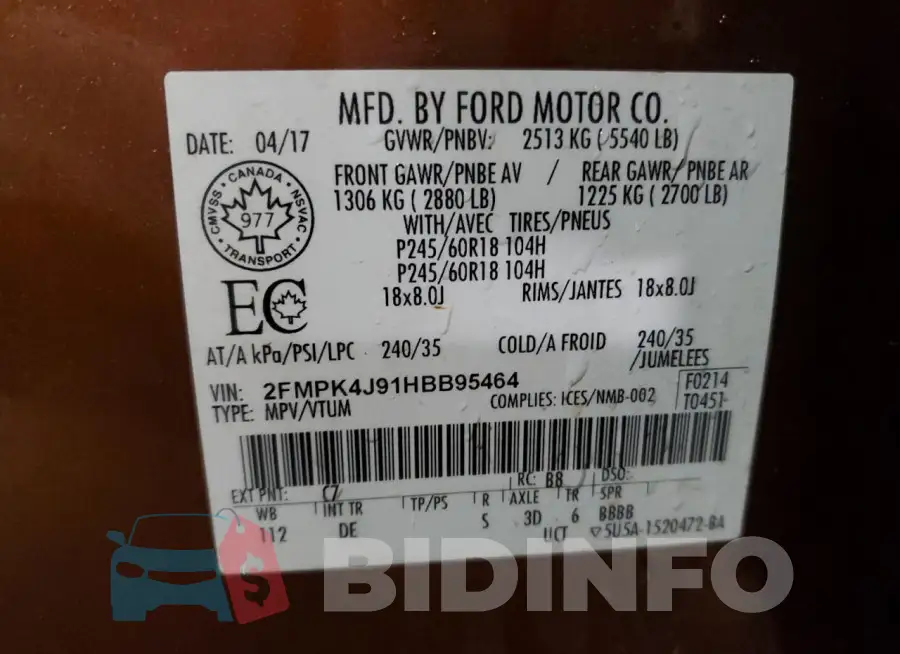 2FMPK4J91HBB95464 Photo# 13