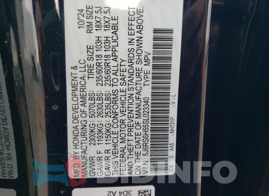 5J6RS6H55SL023340 Photo# 13