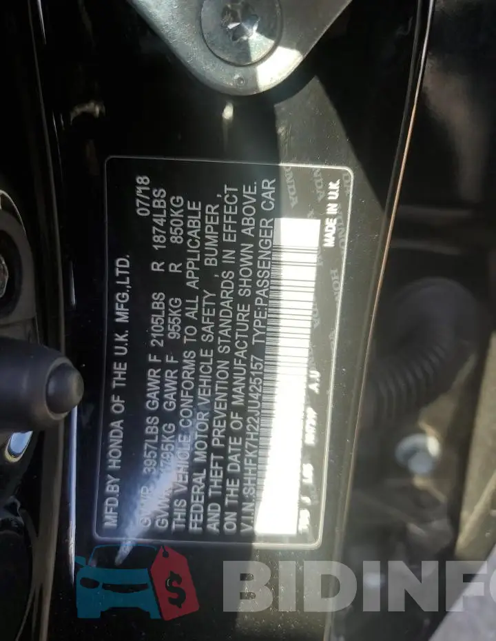 SHHFK7H22JU425157 Photo# 12