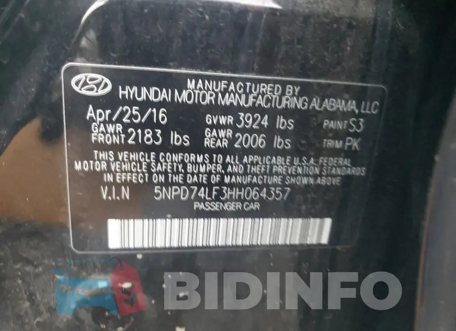 5NPD74LF3HH064357 Photo# 13
