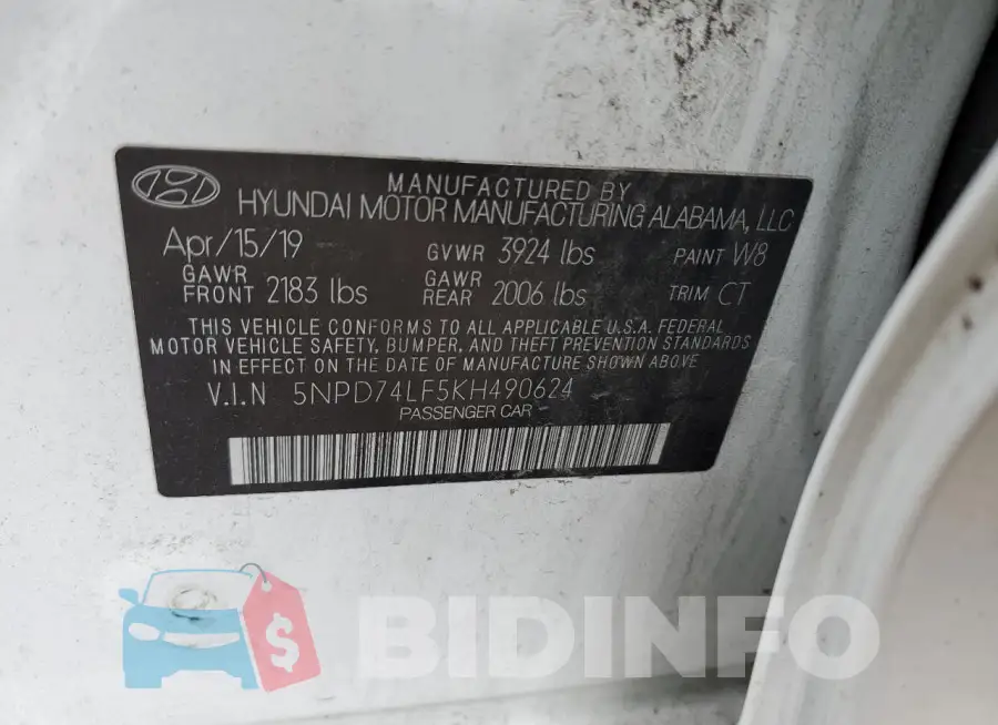 5NPD74LF5KH490624 Photo# 12