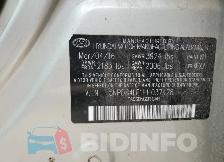 5NPD84LF1HH037428 Photo# 12