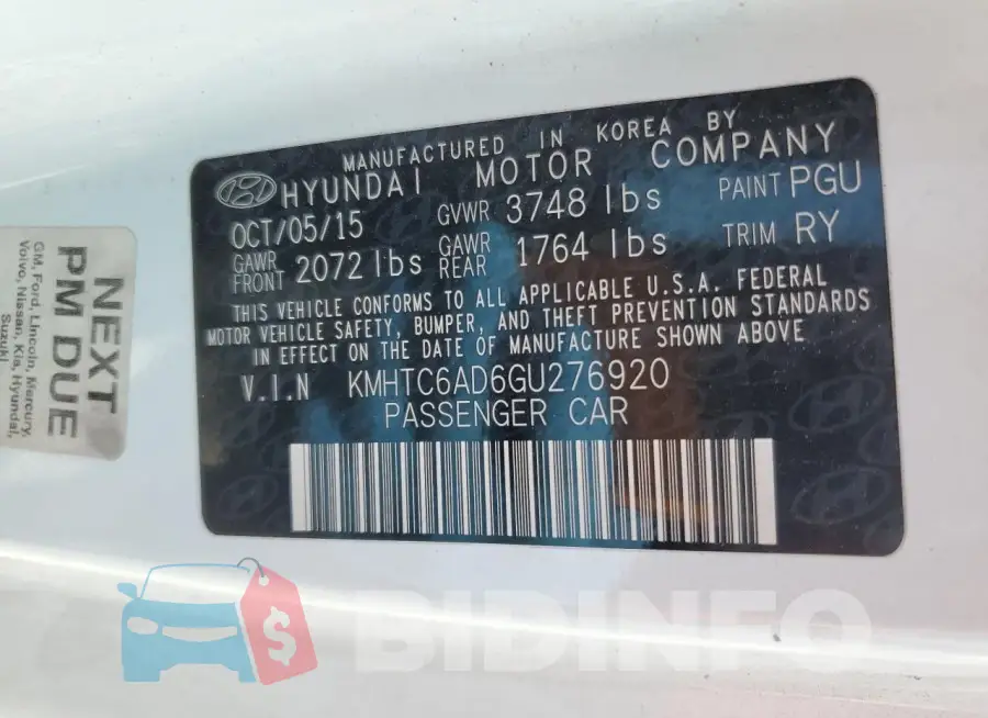 KMHTC6AD6GU276920 Photo# 13