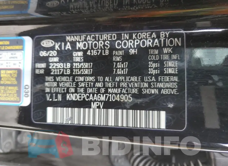 KNDEPCAA6M7104905 Photo# 13