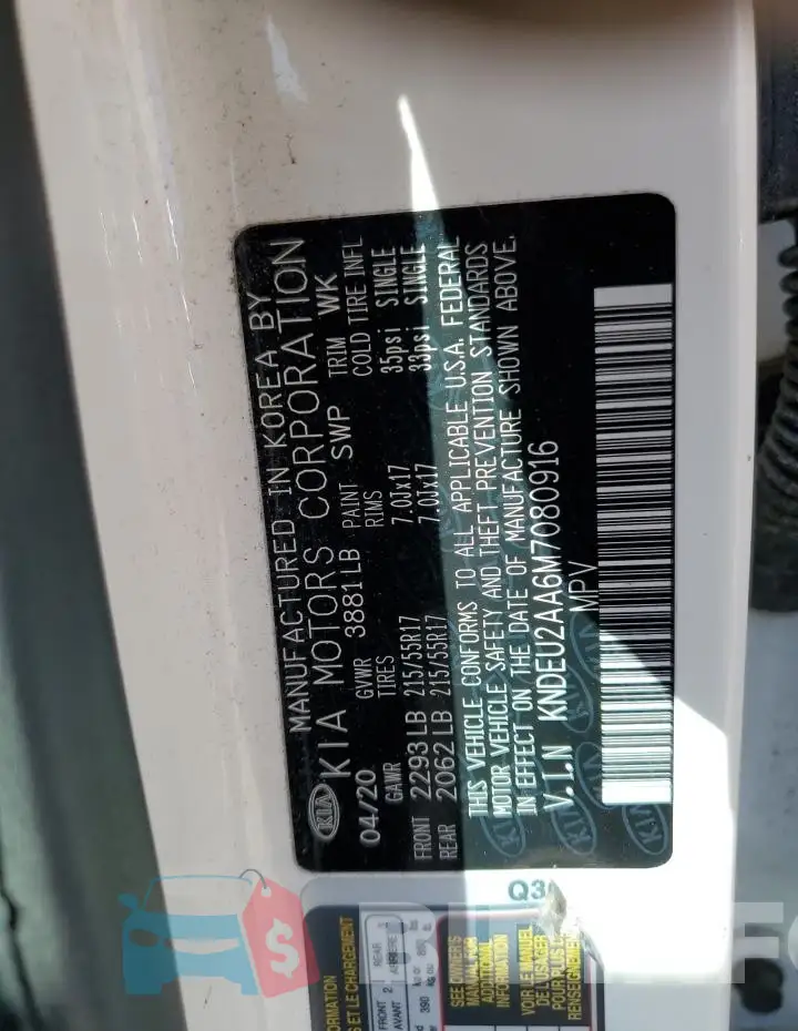KNDEU2AA6M7080916 Photo# 13