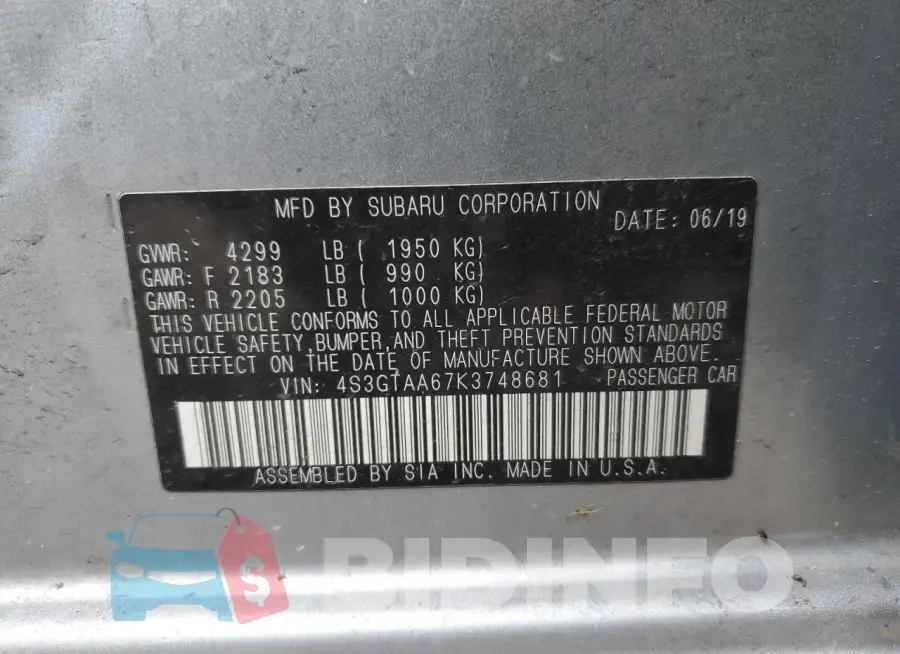 4S3GTAA67K3748681 Photo# 12