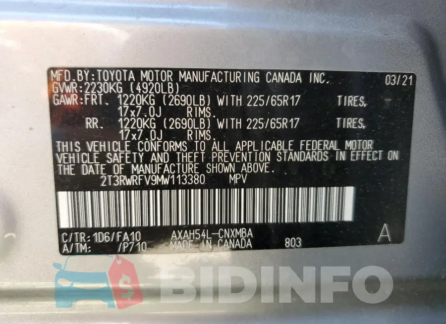 2T3RWRFV9MW113380 Photo# 13