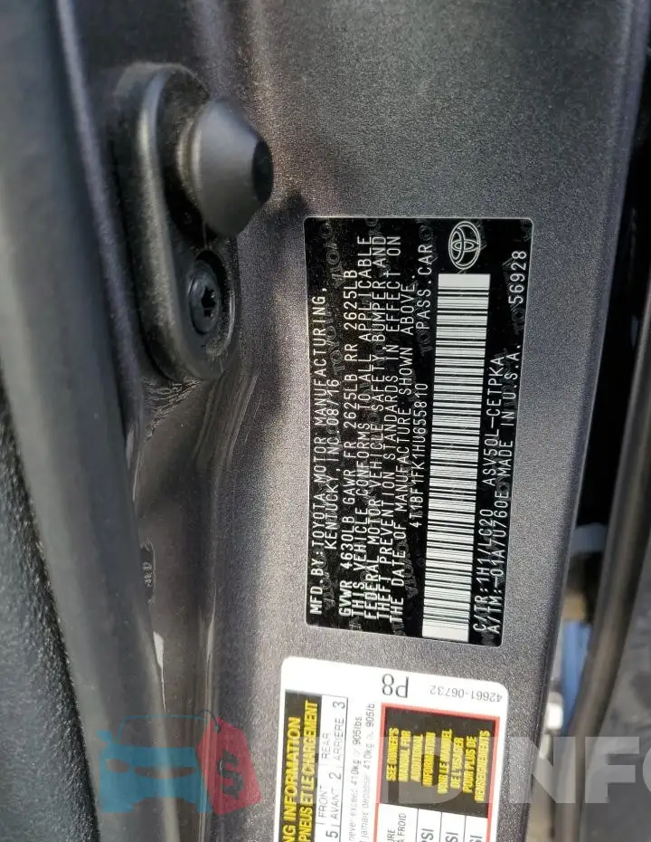 4T1BF1FK1HU655810 Photo# 12