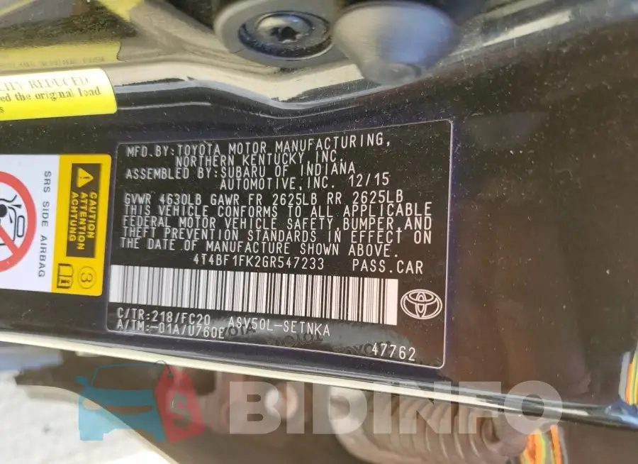 4T4BF1FK2GR547233 Photo# 12