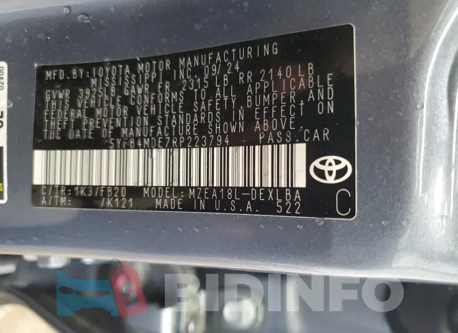 5YFB4MDE7RP223794 Photo# 12