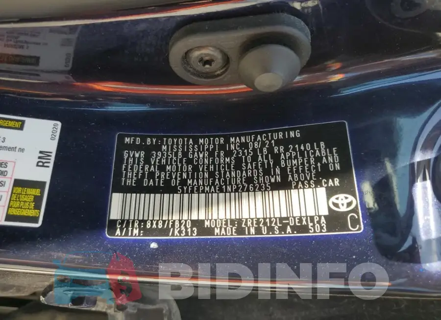 5YFEPMAE1NP276235 Photo# 12