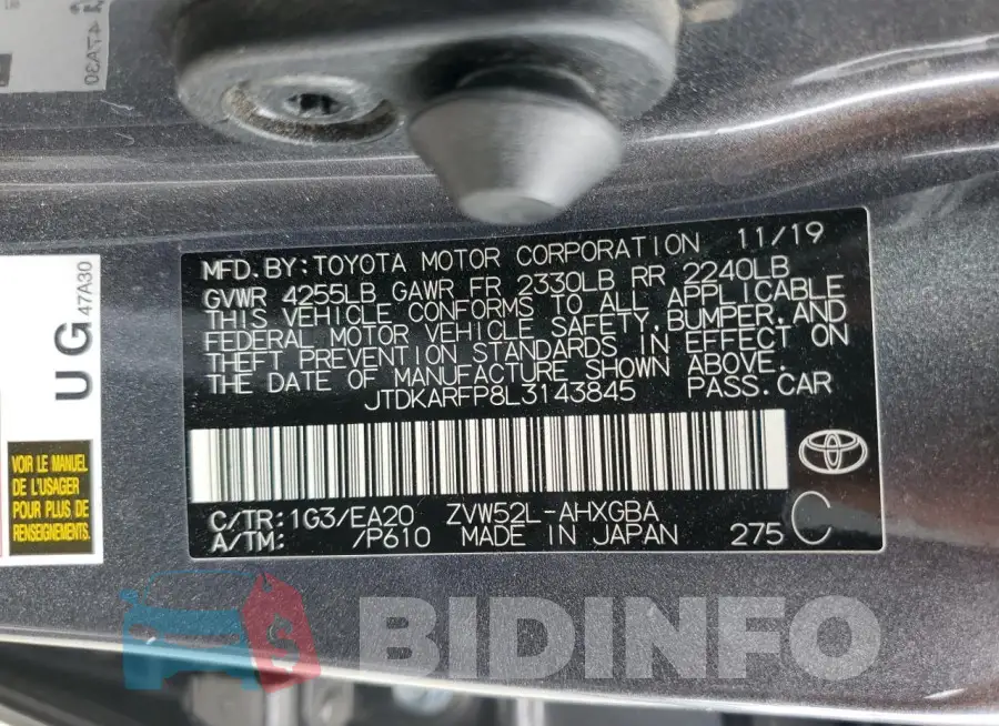 JTDKARFP8L3143845 Photo# 12