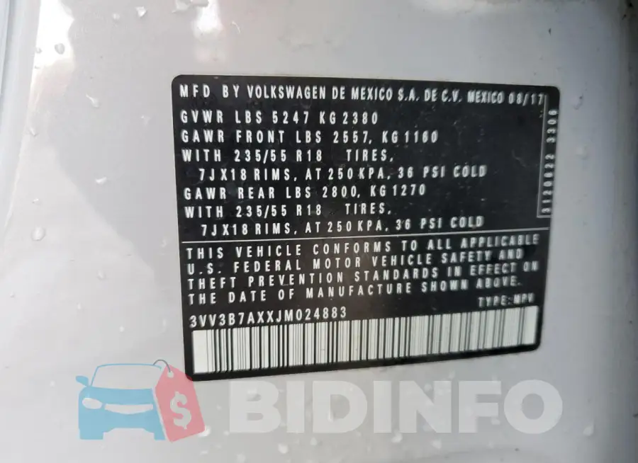3VV3B7AXXJM024883 Photo# 13