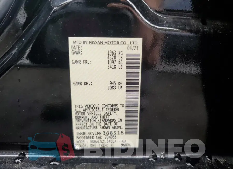 1N4BL4CV1PN388518 Photo# 12