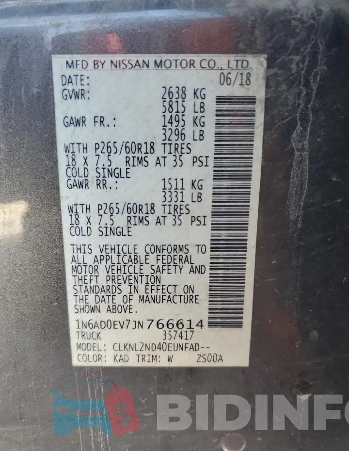 1N6AD0EV7JN766614 Photo# 12