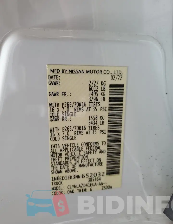 1N6ED1EK3NN652032 Photo# 13