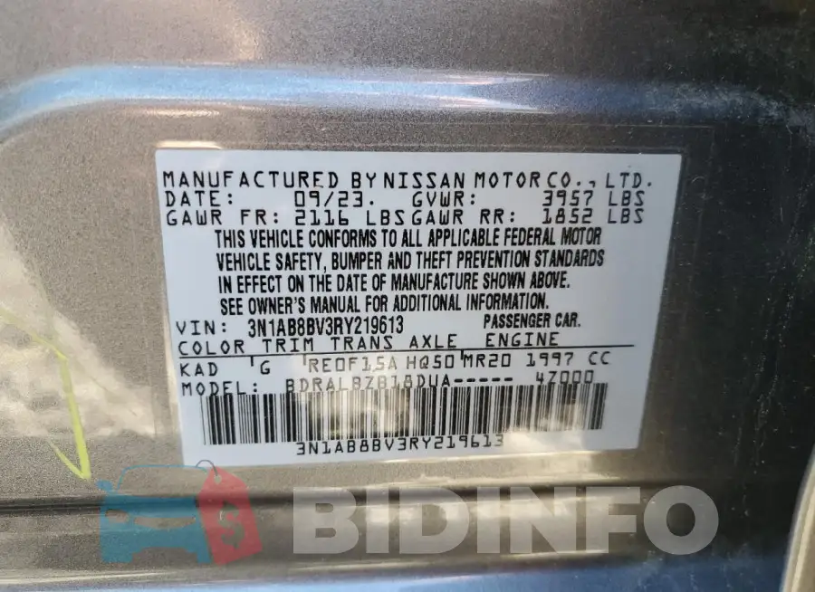 3N1AB8BV3RY219613 Photo# 12