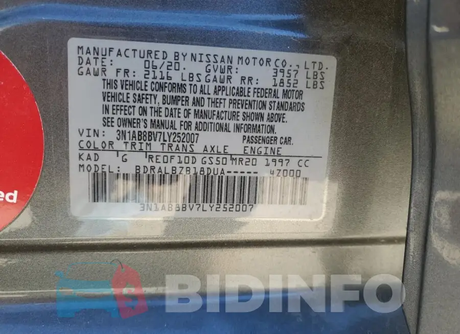 3N1AB8BV7LY252007 Photo# 12
