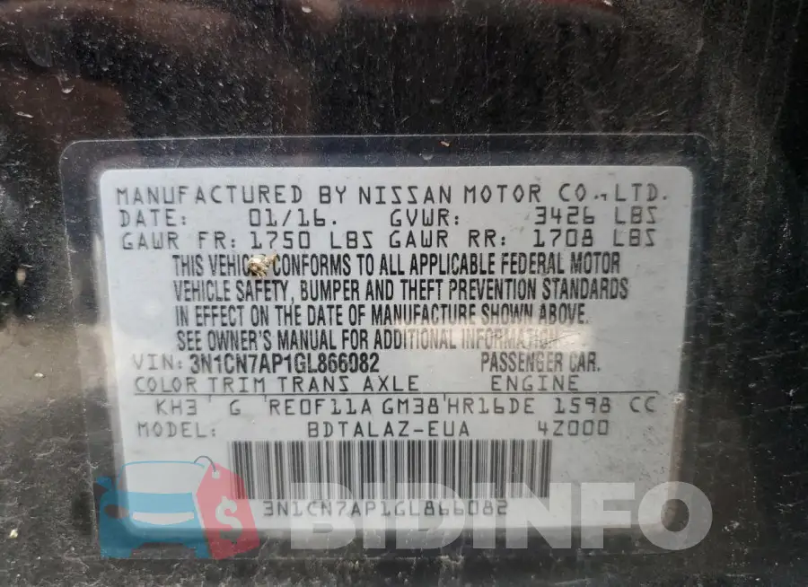 3N1CN7AP1GL866082 Photo# 12