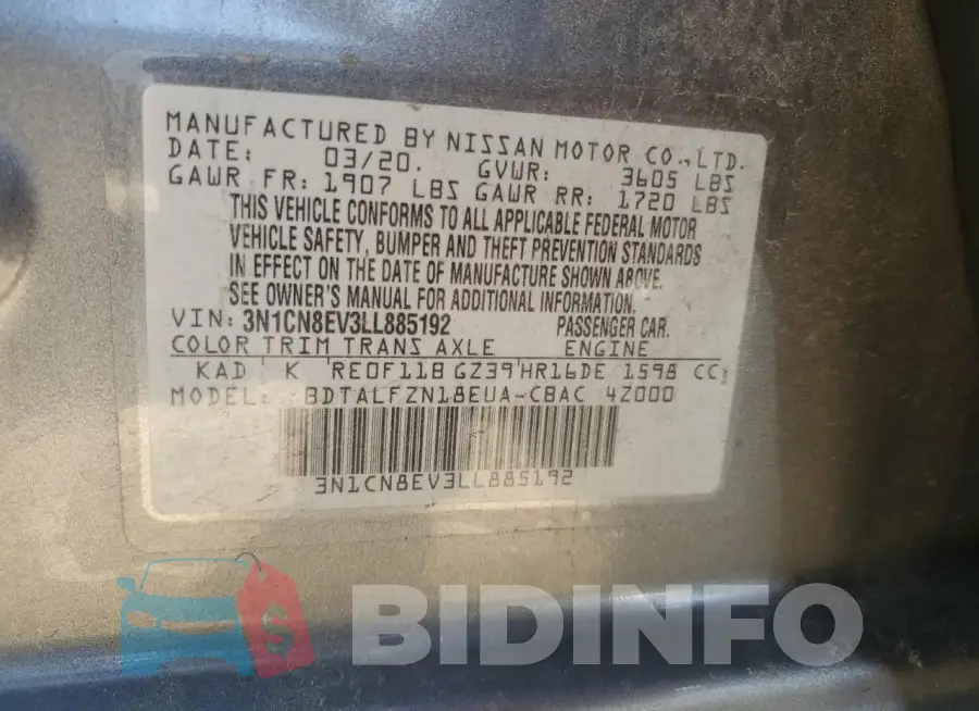 3N1CN8EV3LL885192 Photo# 13