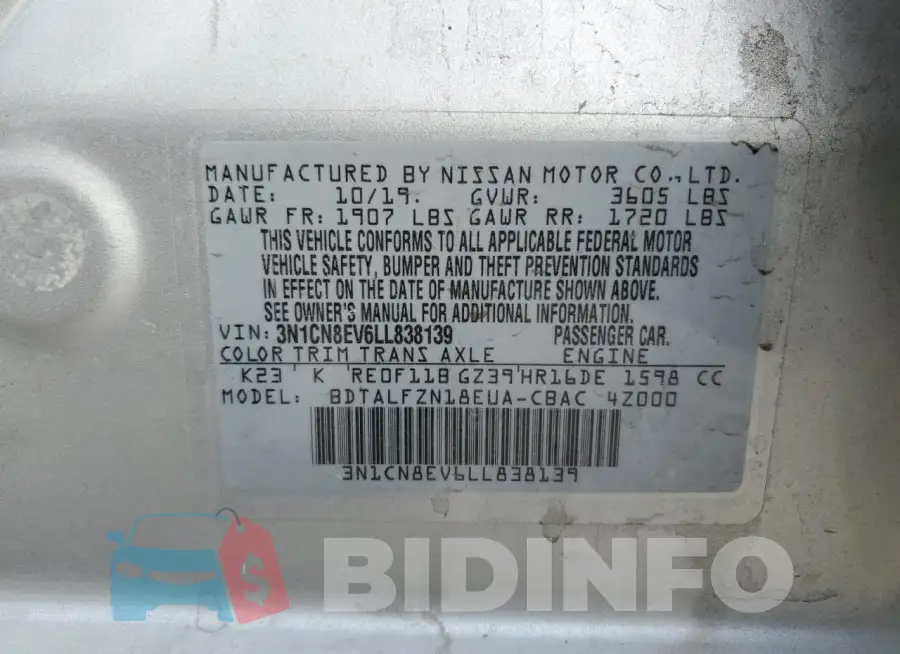 3N1CN8EV6LL838139 Photo# 12