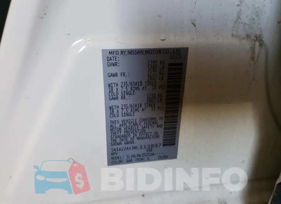 5N1AZ2AS3MC113897 Photo# 13